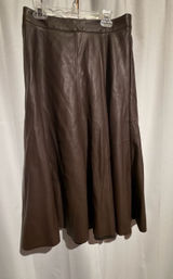 Banana Republic Brown Faux Leather Petite A-Line Midi Skirt Photo 0