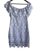 ASTR Off Shoulder Lace Mini Dress S Lavender Scalloped Hem Romantic Coquette‎ Photo 0