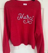 Sundry Merci Red Cozy Knit Sweater Large Super Soft Parisian Chic Anthropologie Photo 0