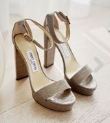 JIMMY CHOO‎ Platform Embossed Leather Sandals Size EU 40 Photo 0