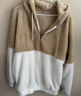 Colorblock Sherpa‎ Pullover Cozy Comfortable Oversized Large Photo 0