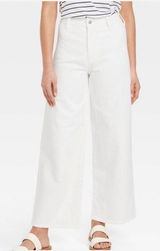 Universal‎ Thread Wide Leg Jeans Women 14 White High Rise Comfort Stretch Casual Photo 0