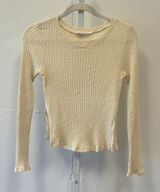 Honey Punch Cream Ribbed Knit Long Sleeve Top Side Slit Crew Neck Small 7T0031H Photo 0