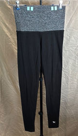 Victoria's Secret Black Leggings with Gray Fold-Over Waistband Photo 0