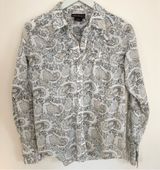 Ariat paisley w/Silver threads long sleeve Pearl Snap western shirt M Photo 0