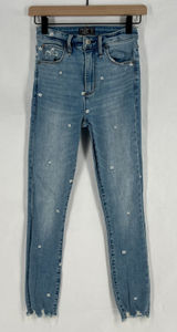 Abercrombie & Fitch Simone Ankle Jeans‎ Womens 0 Blue Denim Frayed Hem High Rise Photo 0