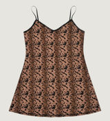 184‎ | Cinema Etoile Lace Print Chemise Nightgown Tan Black Women 1X Photo 0