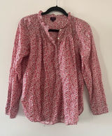 J Crew Red Ditsy Floral Peasant Top 4 100% Cotton Cottagecore Prairie Church Photo 0