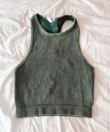 Alexander Julian Washed Forest Green Cropped Racerback Tank Top Size S/M Photo 0