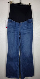 Isabel Maternity Flare Jeans Medium Wash Over Belly Crossover Panel Size 6‎ NEW Photo 0