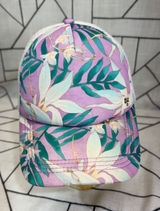 Billabong Trucker Hat OS Purple Floral Tropical Mesh‎ Snapback Cap Photo 0