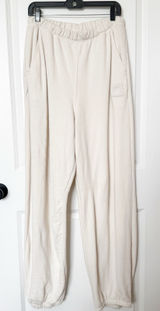 Free People Balloon Knit Joggers Size Large Ivory Lounge Athleisure Baggy Photo 0