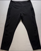BSP Leggings Women Large‎ Black Moto Ribbed Pocket Yoga Activewear Photo 0