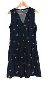 Old Navy Daisy Dress Womens L‎ Black Midi Cottage Casual Party Sundress Summer Photo 0