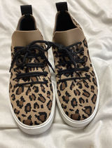 Steve Madden Leopard Knit Lace-Up Sneakers - Brown & Black Photo 0