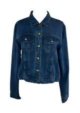 Natural Origins Sz LP Lyocell Blue Jean Denim Button Up Trucker Jacket USA Made Photo 0