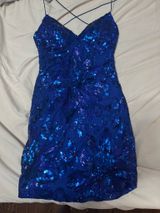 Blue Sequin Windsor Dress Photo 0