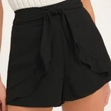 Lulu's On an Adventure Black Ruffle Tie-Front Shorts Size Small Photo 0