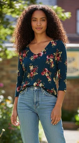 Nine Britton Stitch Fix Silvia Back Detail Knit Top in Navy Medium NWT‎ Photo 0