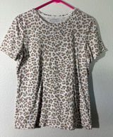 Talbots Women Size M Alluring Leopard Animal Print Crewneck Short Sleeve T-Shirt Photo 0