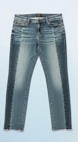 Abercrombie & Fitch Two Tone Two Striped Ankle Skinny Jeans Raw Hem Size 12 Photo 0