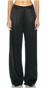 New Enza Costa Pleated Satin Pant in Black Photo 0