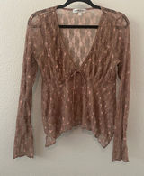 Brown Lace Fairy Top Large Feminine Fairycore Lacey Babydoll Mesh Coquette Photo 0