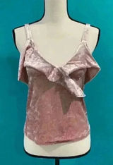 Mango crushed velvet light pink tank top in size xs Photo 0