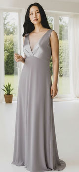 Talbots Petites Lavender Satin Maxi‎ Dress Bridesmaid Formal Evening Size 8 Photo 0