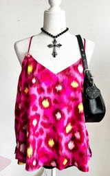 Soma Pink Leopard Print Tank Top Y2K 2000s Festival Coquette Large‎ Photo 0