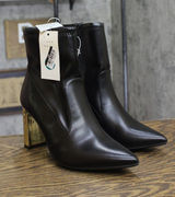 A New Day Womens Sienna Low Shaft Heeled Boots 94637418 Black / Gold 9M Photo 0