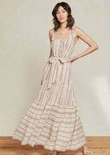 Veronica Beard‎ Michi Metallic Stripe Maxi Dress Elegant Occasion Size Large Photo 0