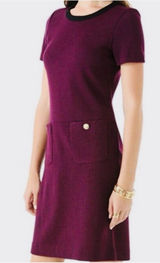 Tory Burch Anthea Burgundy Wool Blend Dress Photo 0