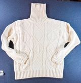 Vintage Princeton Club Womens Size Large Cream Turtleneck Sweater Fisherman Photo 0