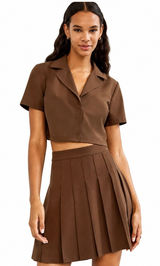 Aritzia Sunday Best Brown Skirt Set Coquette Preppy Y2K Size XS 0 Photo 0