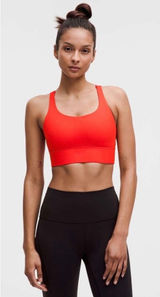 Lululemon Energy Bra Longline Red Strappy Sports Bra LW2EB9S Size 6 Photo 0