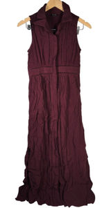 Bardot Maxi Dress Burgundy Sleeveless Button Front‎ Collared Viscose Size 2 Photo 0