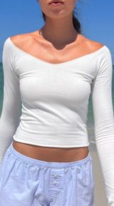 Brandy Melville White V-Neck Top Photo 0