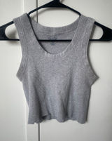 John Galt Classic Gray Ribbed Crop Tank Top Photo 0
