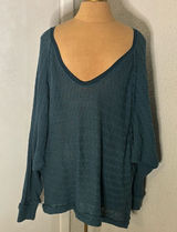 Free People We The Free Thein Hacci Oversize Green Sweater M Boho Cozy Festival Photo 0