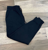Zenana Black Fleece‑Lined Sweatpants Cotton Blend Size L Athleisure High Rise Photo 0