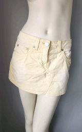 Vintage 90s y2k skirt Bebe‎ Butter Yellow mini micro rhinestone SZ 26 Waist 30" Photo 0