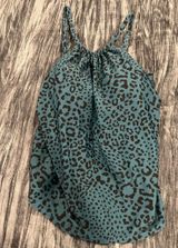 Teal Leopard Print Sleeveless Swim Top by Kona sol Size XL Photo 0