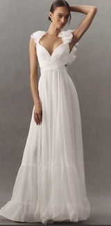 Mac Duggal 67911 Ruffled Tiered Cut Out Chiffon Gown Dress White 6 Photo 0