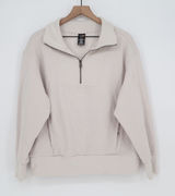 Avia Sweatshirt Womens L Pullover Cream Quarter-Zip Fleece Mock Neck Good Photo 0