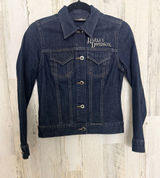 Harley-Davidson Women’s XS Denim Jacket Eagle Rhinestone Embroidered Moto Photo 0