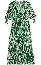 BA&SH Terence Midi‎ Dress in Green/White Size 2 Hawaiian Print Photo 0