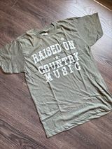 NWT Tultex Raised On Country Music Unisex Graphic Tee Military Green XLarge Photo 0
