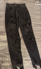 American Eagle Jeans Black Ripped Mom Straight Photo 0