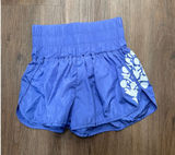 Free People FP Movement The Way Home Shorts Blue Graphic Smocked Waist Womens S Photo 0